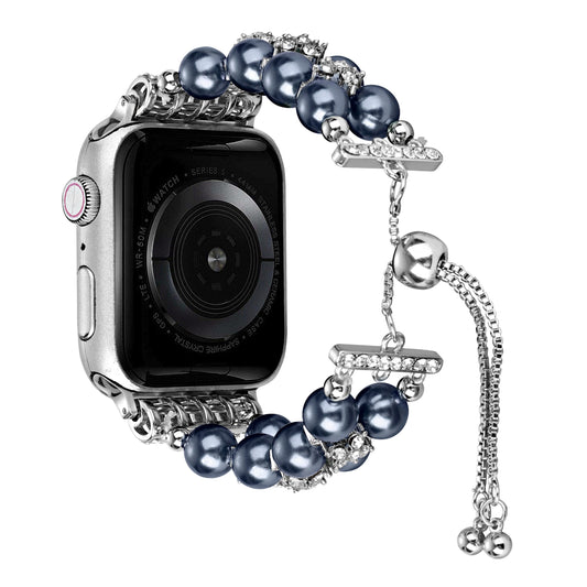 Apple Watch Size 38/40/41mm Pearls Strand Beautiful Metal Watchband - Navy Blue (1107580)