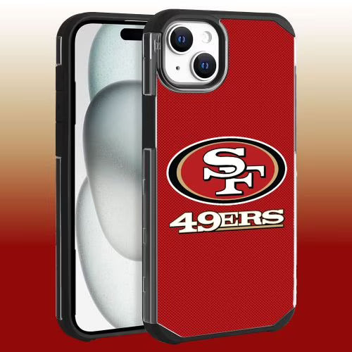 Apple iPhone 15 (6.1) / iPhone 14 (6.1) / iPhone 13 (6.1) - NFL Licensed San Francisco 49ers Team Logo on Red Textured Dual Layer Case (1103108) (MSRP $44.99)
