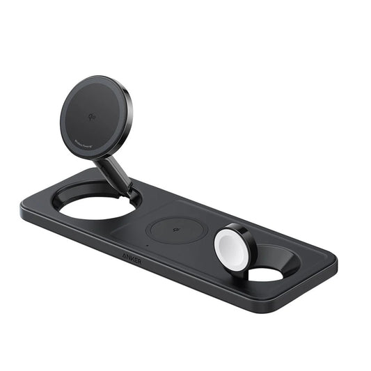 ANKER MAGGO WIRELESS CHARGING STATION (15W, 3-IN-1 PAD, QI2) - BLACK (1108244) (MSRP $99.99)