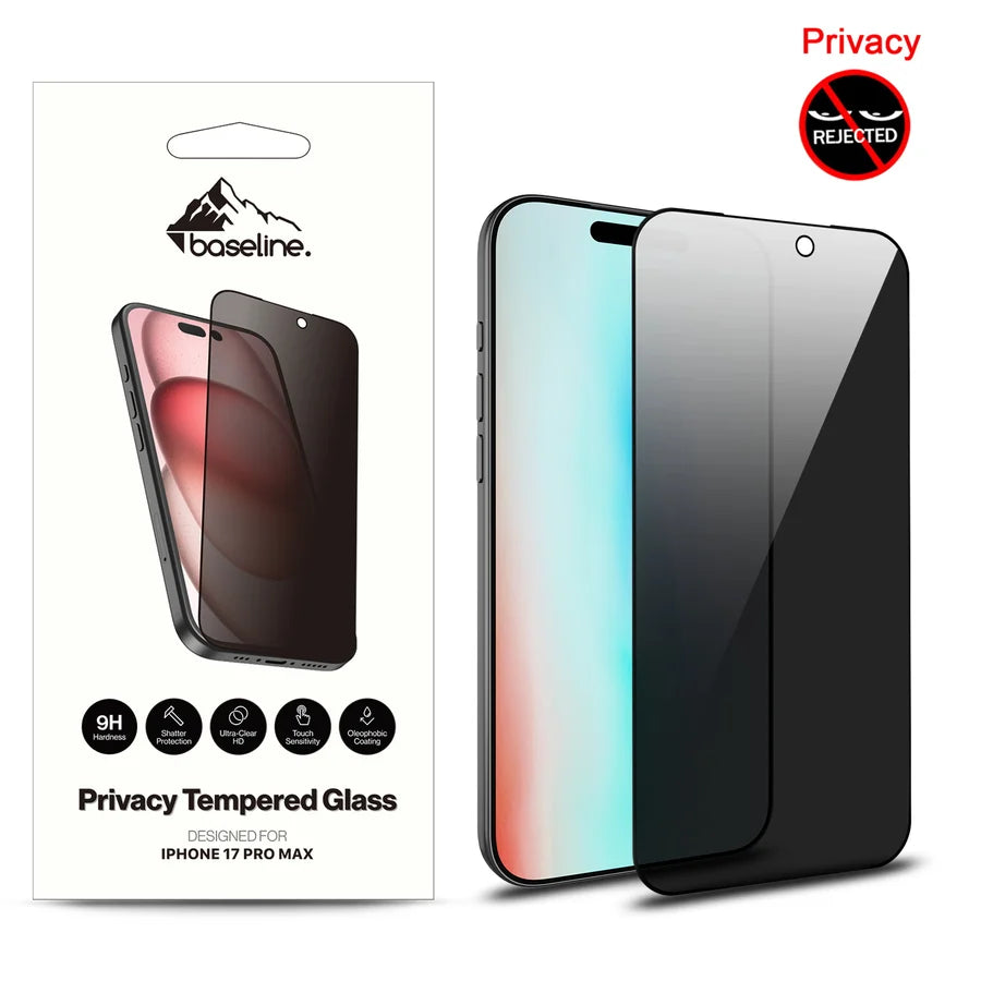 baseline Privacy Full Coverage Tempered Glass Screen Protector for Apple iPhone 17 Pro Max - Black (1108257)(MSRP $49.99)