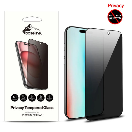 baseline Privacy Full Coverage Tempered Glass Screen Protector for Apple iPhone 17 Pro Max - Black (1108257)(MSRP $49.99)