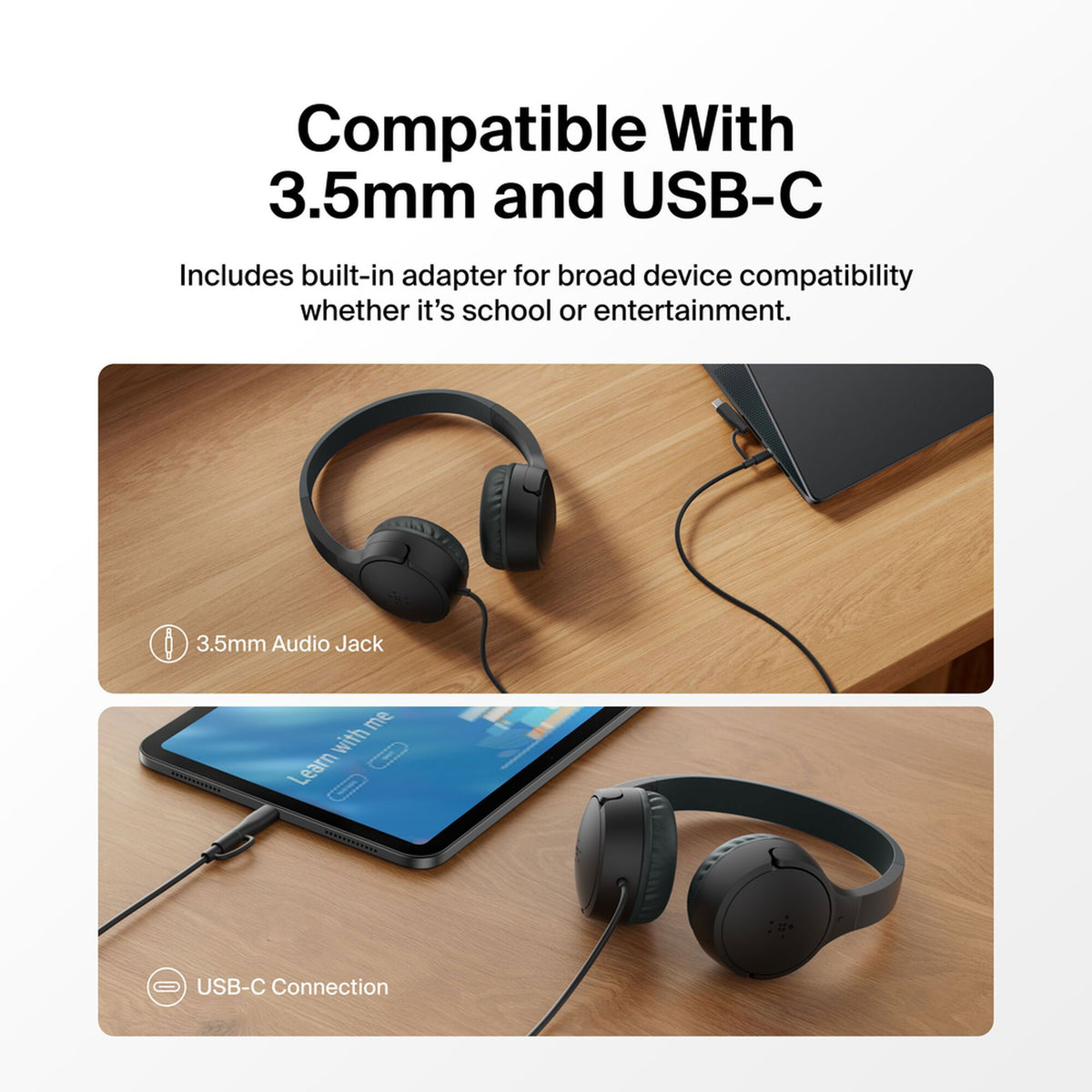 Belkin Mini Wired On-Ear Kids Headphones - Black (1108242) (MSRP $49.99)