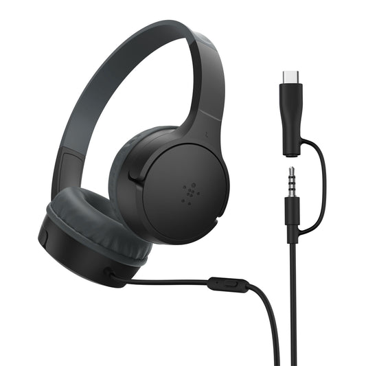 Belkin Mini Wired On-Ear Kids Headphones - Black (1108242) (MSRP $49.99)