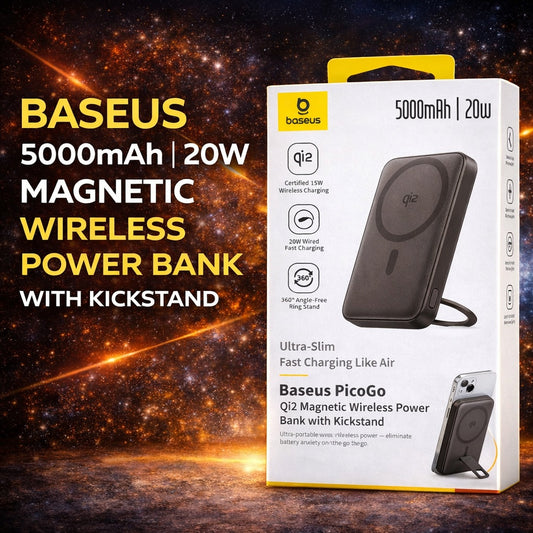 BASEUS 5000mAH 20w Magnetic Wireless Power Bank with Stand ( 1107718) (MSRP $69.99)
