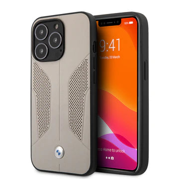 IPHONE 13 PRO - LEATHER GREY PERFORATED SIDES - BMW- (1102694)