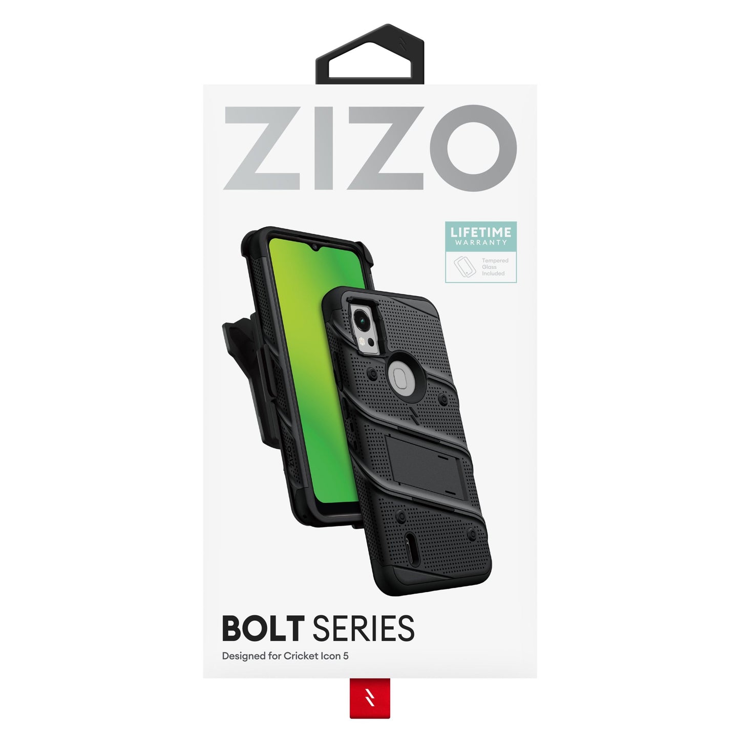 ZIZO BOLT BUNDLE CRICKET ICON 5 CASE WITH TEMPERED GLASS -  BLACK (1106048)