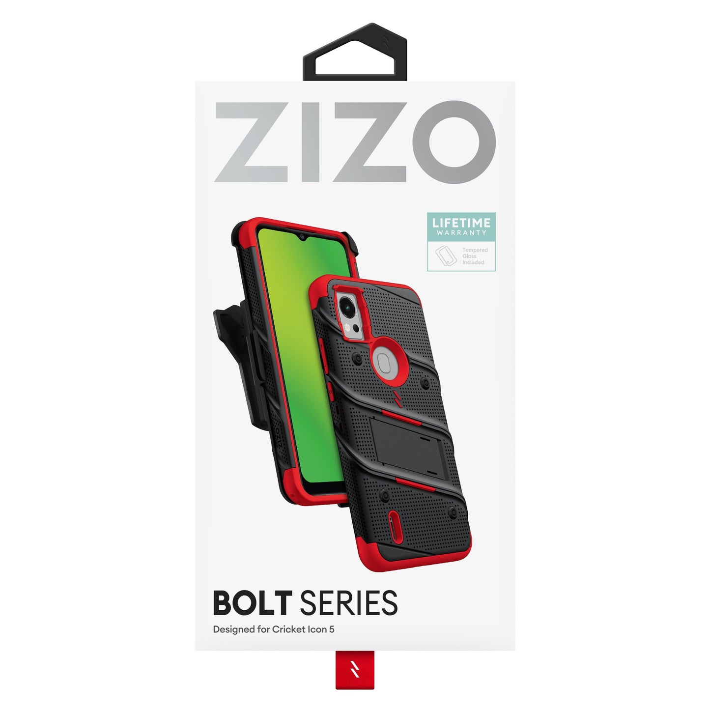 ZIZO BOLT BUNDLE CRICKET ICON 5 CASE WITH TEMPERED GLASS -  RED (1106046)