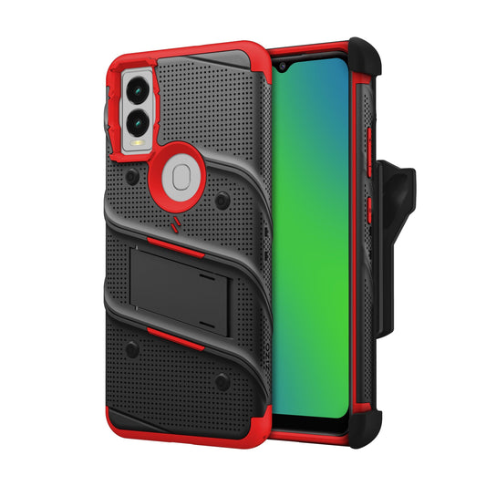 ZIZO BOLT BUNDLE CRICKET MAGIC 5G CASE WITH TEMPERED GLASS - RED & BLACK (1106065)