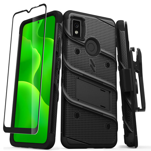 CRICKET ICON 4 ZIZO BOLT BUNDLE CASE WITH TEMPERED GLASS - Black & Black (1105024)