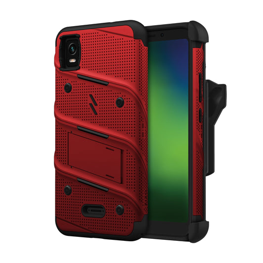 CRICKET VISION PLUS ZIZO BOLT BUNDLE CASE WITH TEMPERED GLASS - RED (1103865)