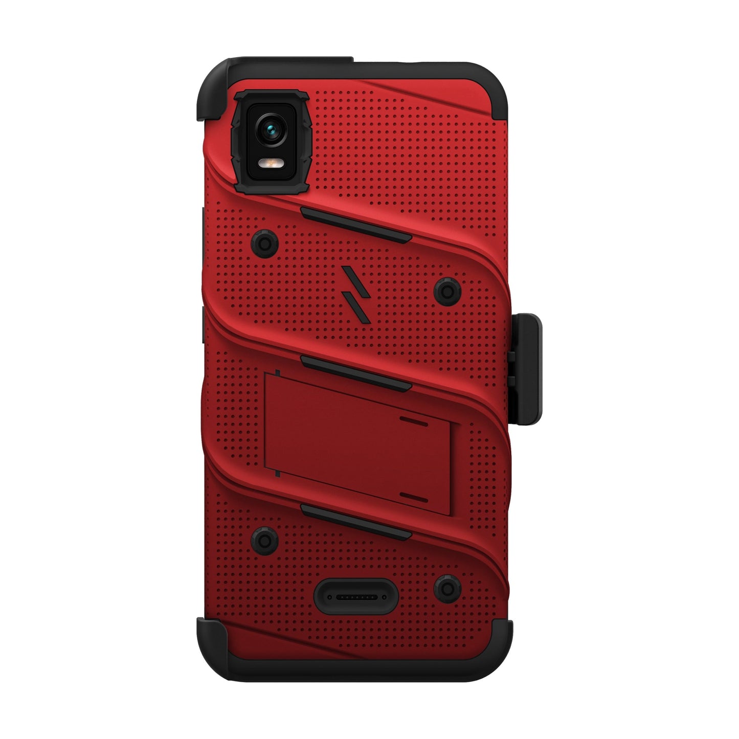 CRICKET VISION PLUS ZIZO BOLT BUNDLE CASE WITH TEMPERED GLASS - RED (1103865)