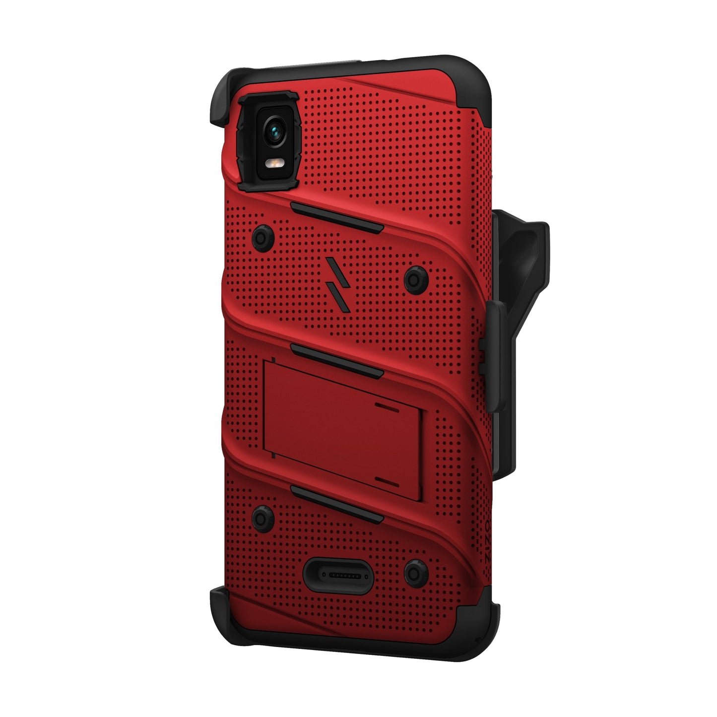 CRICKET VISION PLUS ZIZO BOLT BUNDLE CASE WITH TEMPERED GLASS - RED (1103865)