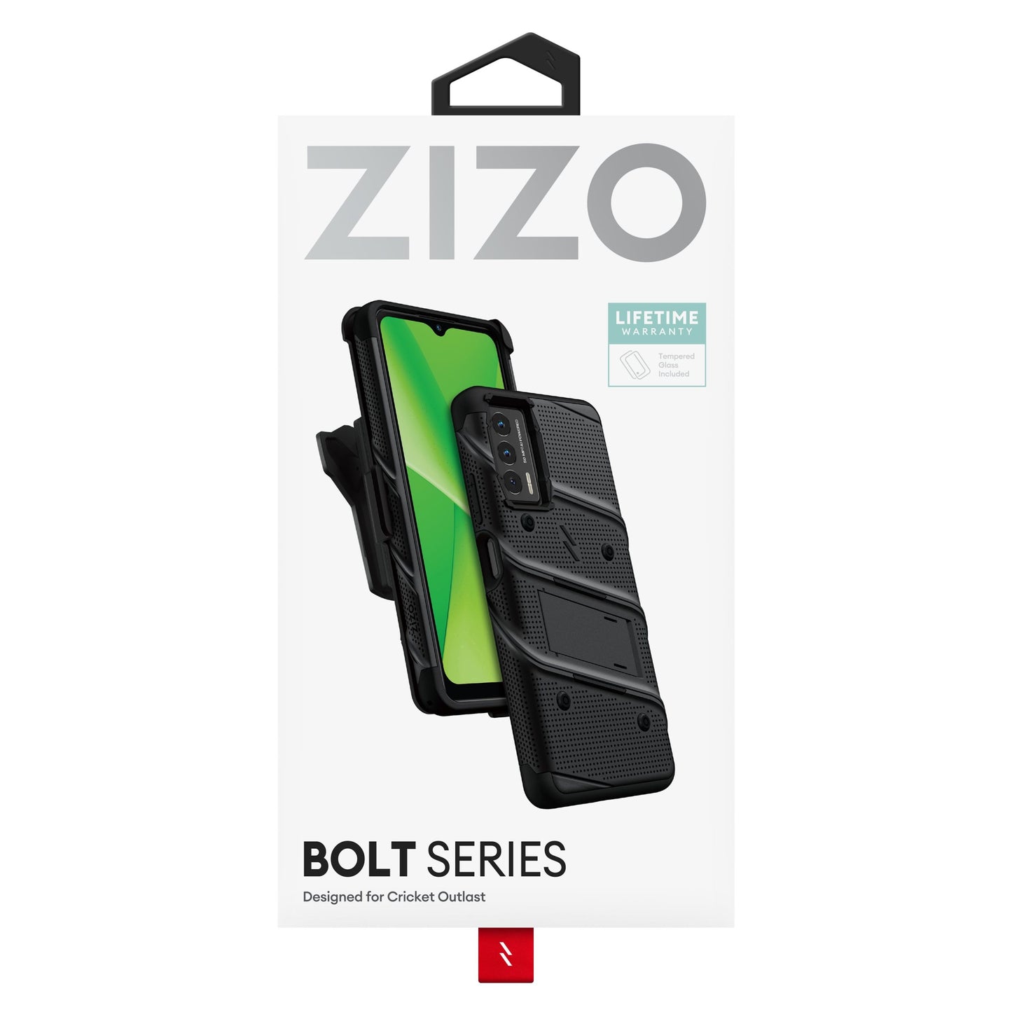 ZIZO BOLT BUNDLE CRICKET OUTLAST CASE WITH TEMPERED GLASS - BLACK (1106230)