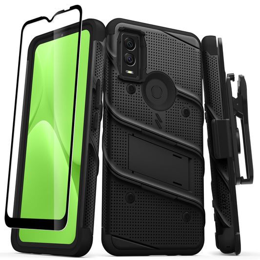CRICKET INNOVATE E 5G ZIZO BOLT BUNDLE CASE WITH TEMPERED GLASS - BLACK & BLACK (1105037)