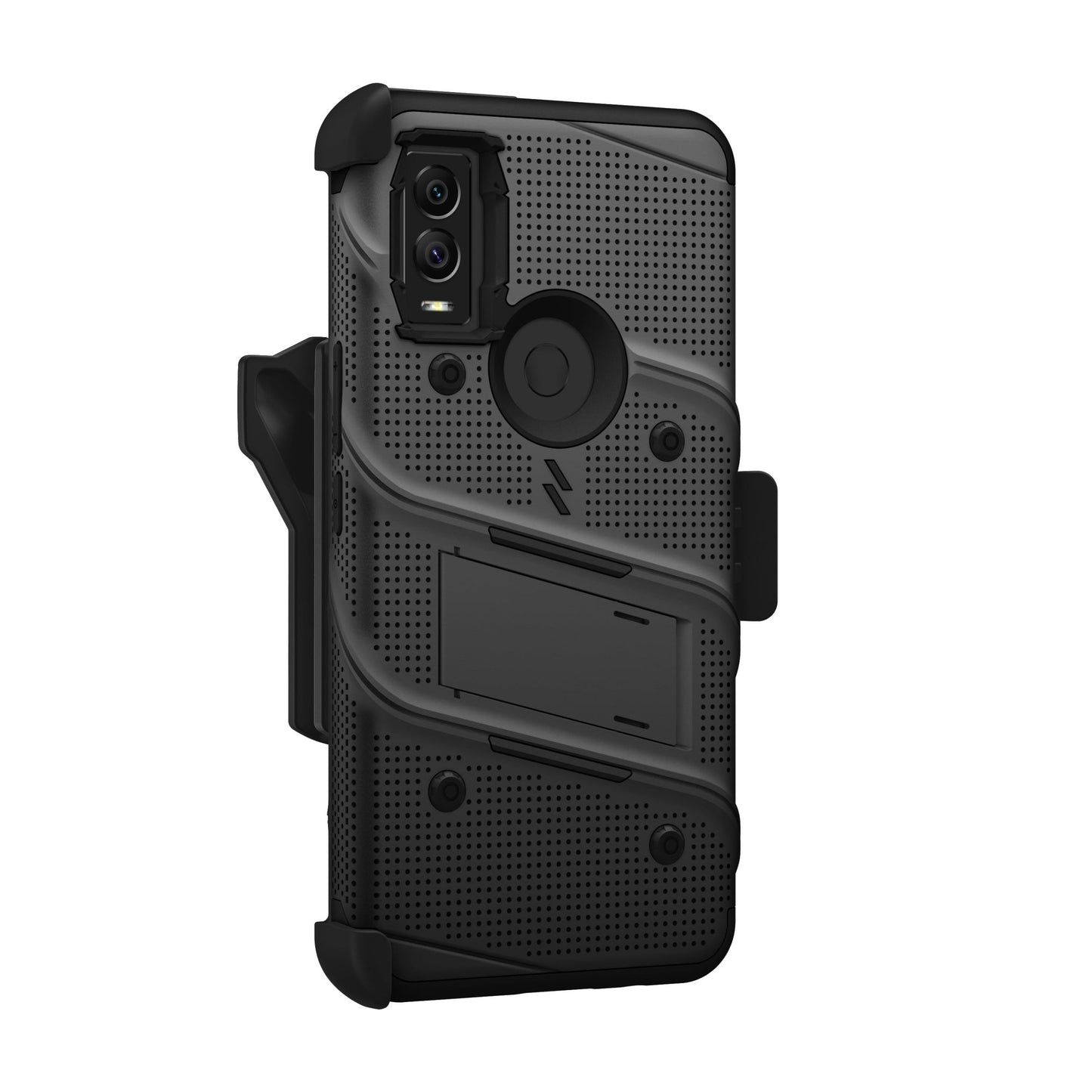 CRICKET INNOVATE E 5G ZIZO BOLT BUNDLE CASE WITH TEMPERED GLASS - BLACK & BLACK (1105037)