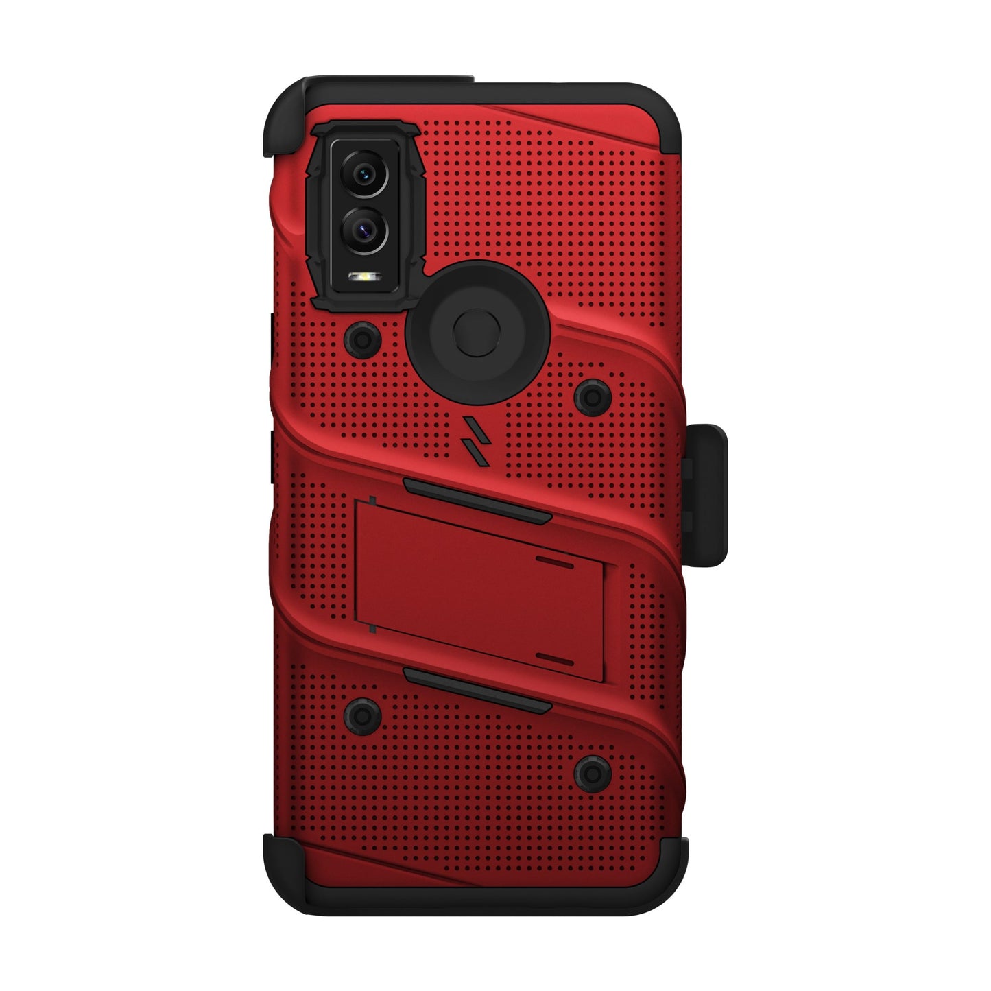 CRICKET INNOVATE E 5G ZIZO BOLT BUNDLE CASE WITH TEMPERED GLASS - RED & BLACK (1105036)