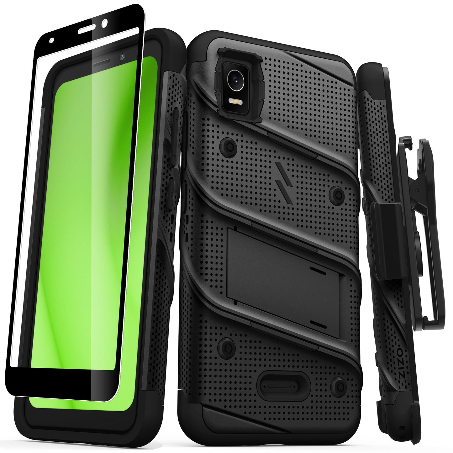 CRICKET DEBUT SMART ZIZO BOLT BUNDLE CASE WITH TEMPERED GLASS - BLACK (1104876)