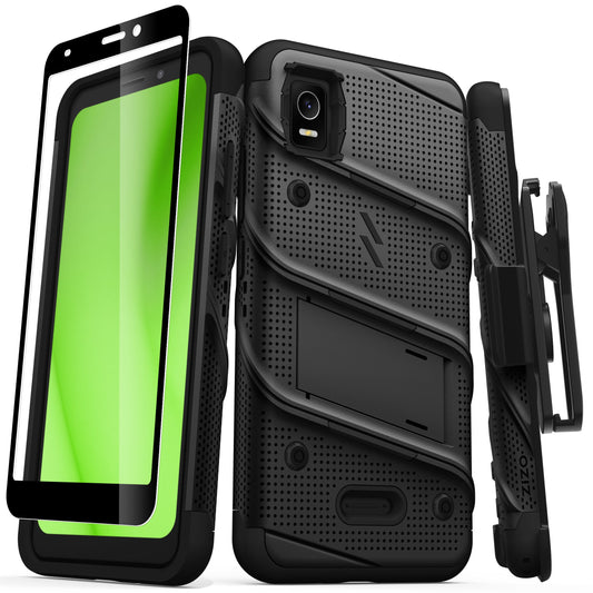 CRICKET DEBUT SMART ZIZO BOLT BUNDLE CASE WITH TEMPERED GLASS - BLACK (1104876)