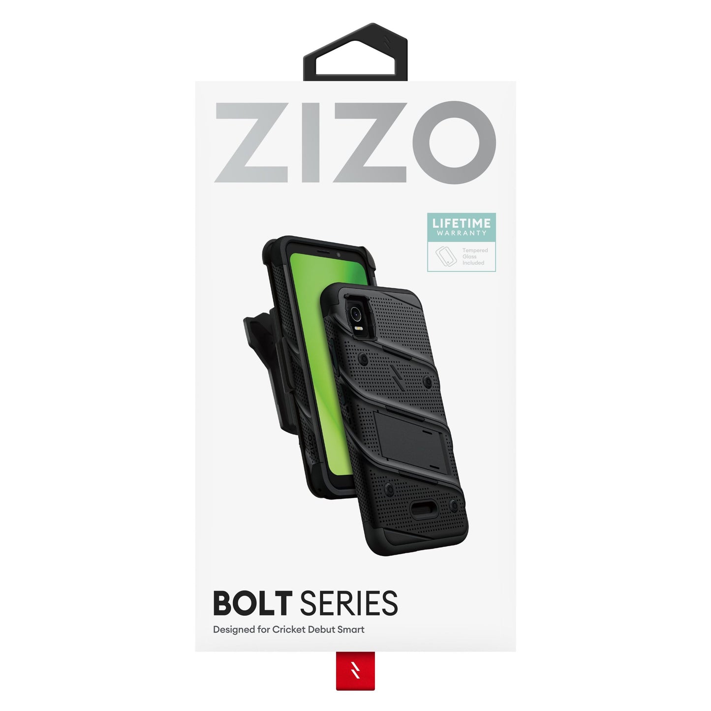 CRICKET DEBUT SMART ZIZO BOLT BUNDLE CASE WITH TEMPERED GLASS - BLACK (1104876)