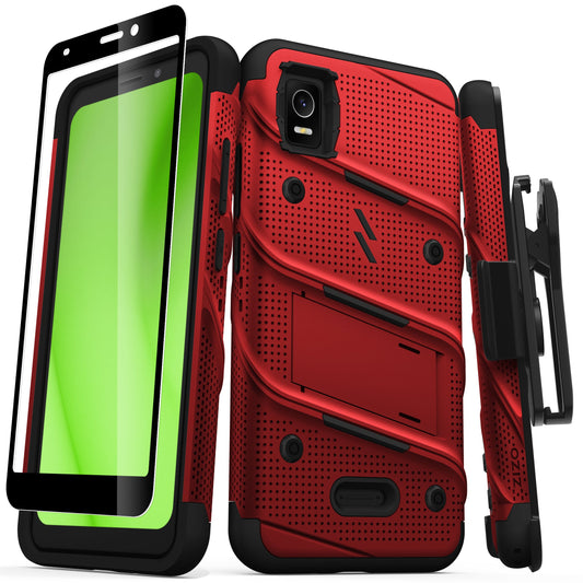 CRICKET DEBUT SMART ZIZO BOLT BUNDLE CASE WITH TEMPERED GLASS - RED (1104874)
