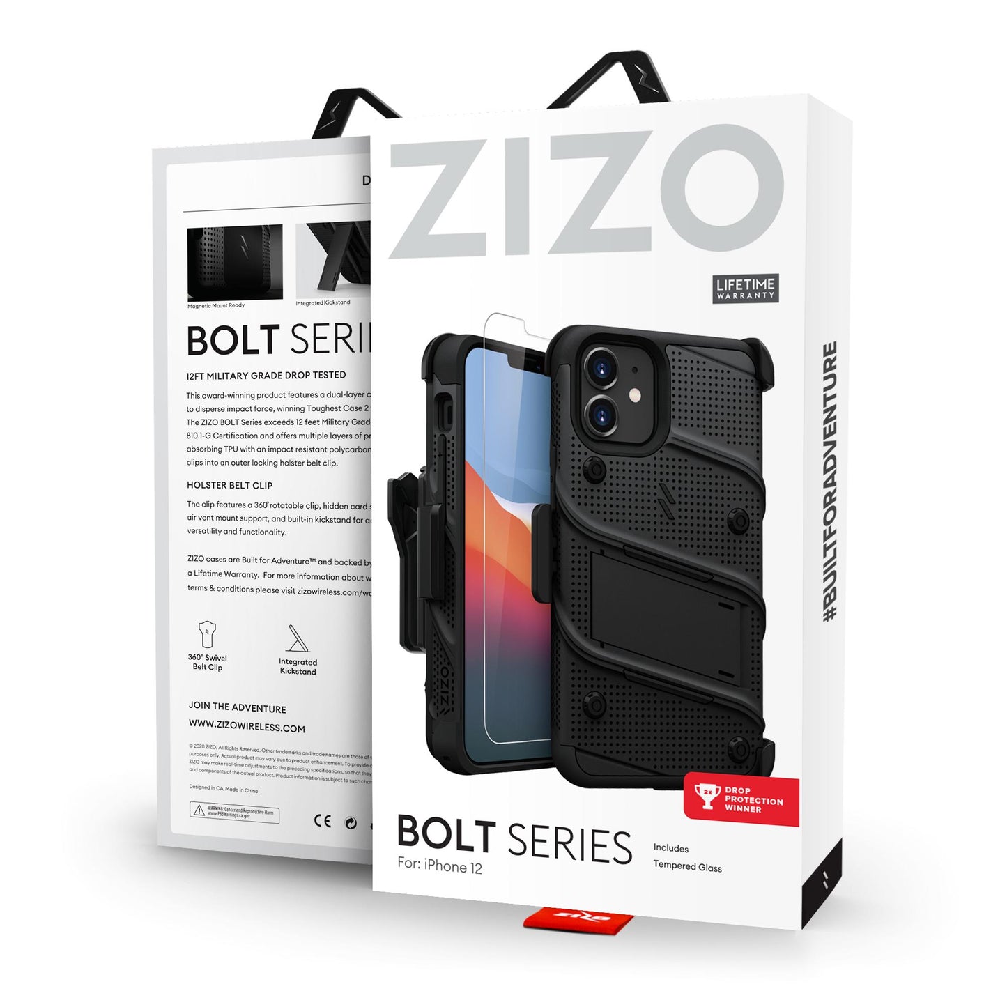 Apple iPhone 12 Mini 5.4 ZIZO BOLT Series Case - Black (110102)