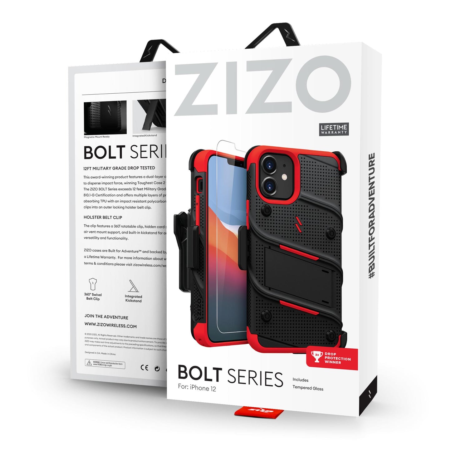 Apple iPhone 12 Mini 5.4 ZIZO BOLT Series Case - Black & Red (110103)