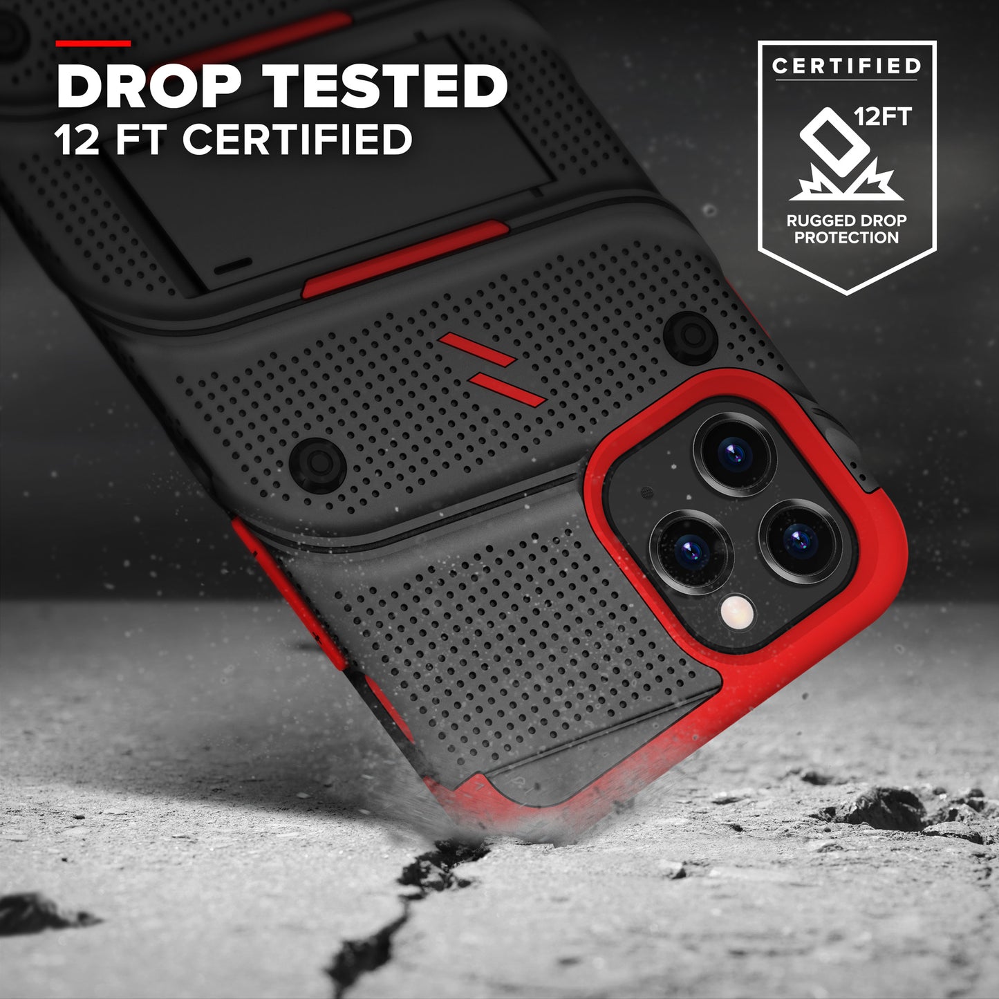 iPhone 12 Pro Max 6.7 ZIZO BOLT Series Case – Black & Red (110113)