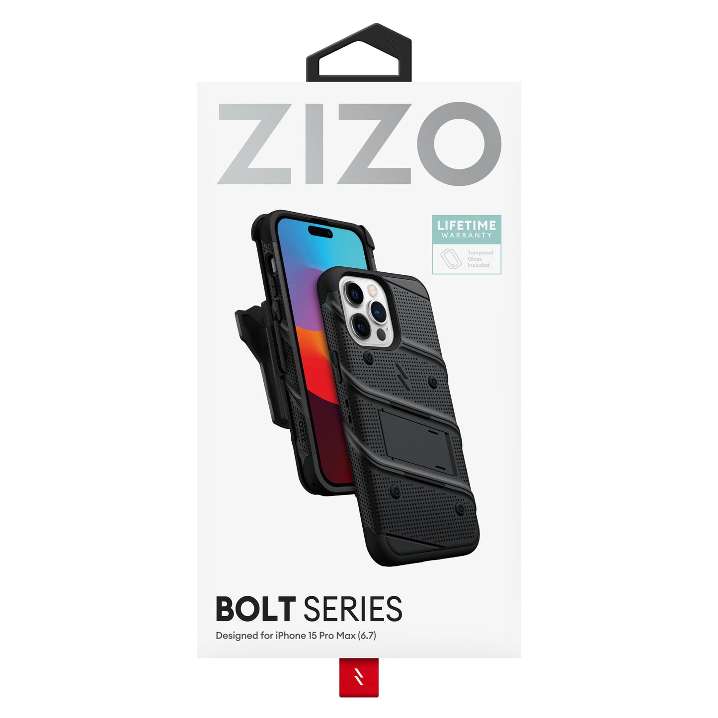 ZIZO BOLT BUNDLE IPHONE 15 PRO MAX CASE WITH TEMPERED GLASS - BLACK (1106172)