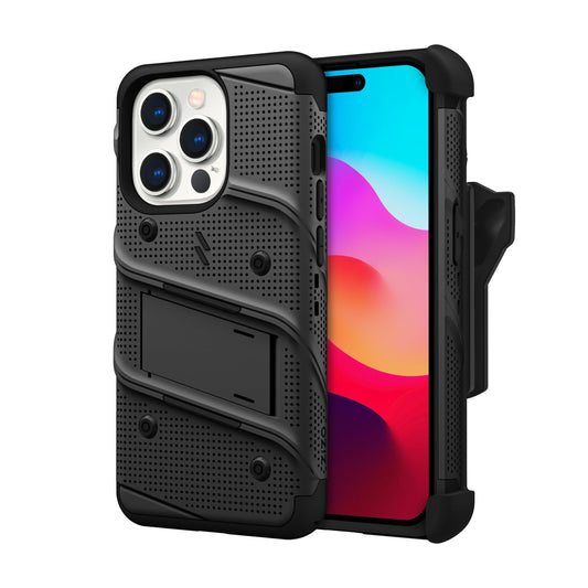 ZIZO BOLT BUNDLE IPHONE 15 PRO CASE WITH TEMPERED GLASS - BLACK & BLACK (1106167)