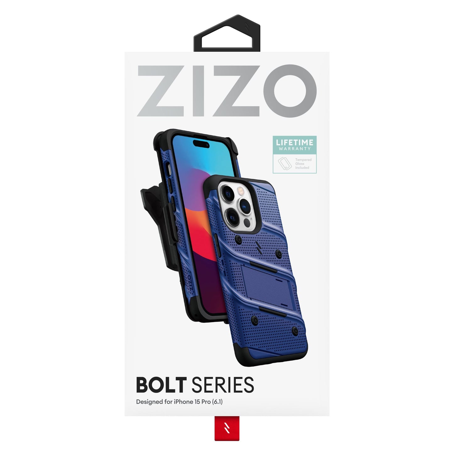 ZIZO BOLT BUNDLE IPHONE 15 PRO CASE WITH TEMPERED GLASS - BLUE (1106158)