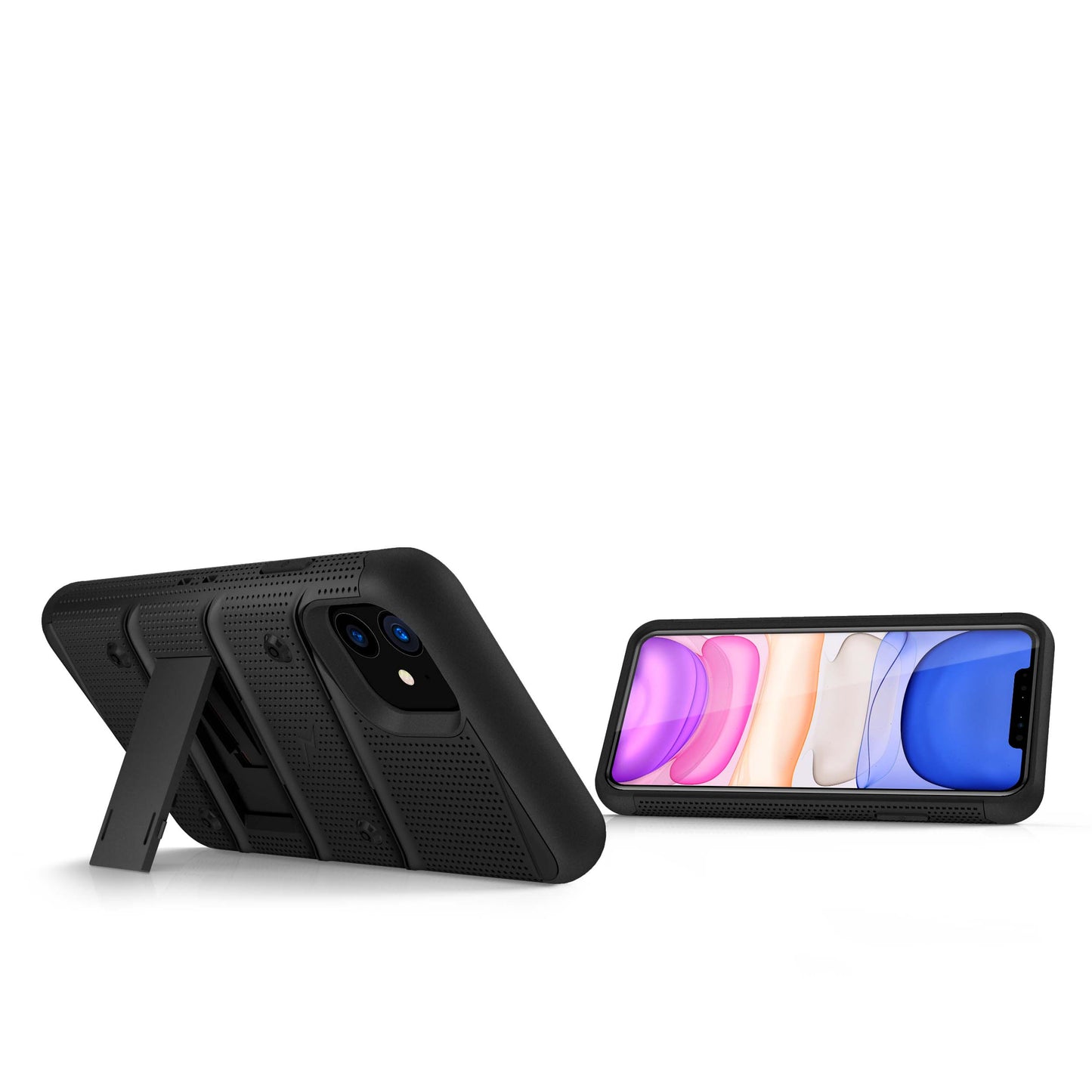 APPLE iPHONE 11 ZIZO BOLT SERIES CASE - BUILT-IN KICKSTAND BELT HOLSTER AND TEMPERED GLASS SCREEN PROTECTOR - BLACK (1105234)
