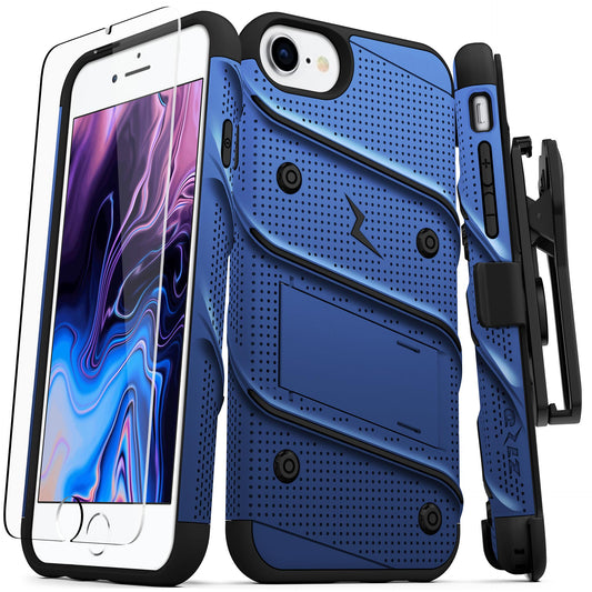 APPLE IPHONE SE (2020) IPHONE 8/7 ZIZO BOLT SERIES CASE W/ TEMPERED GLASS - BLUE & BLACK (1100949)
