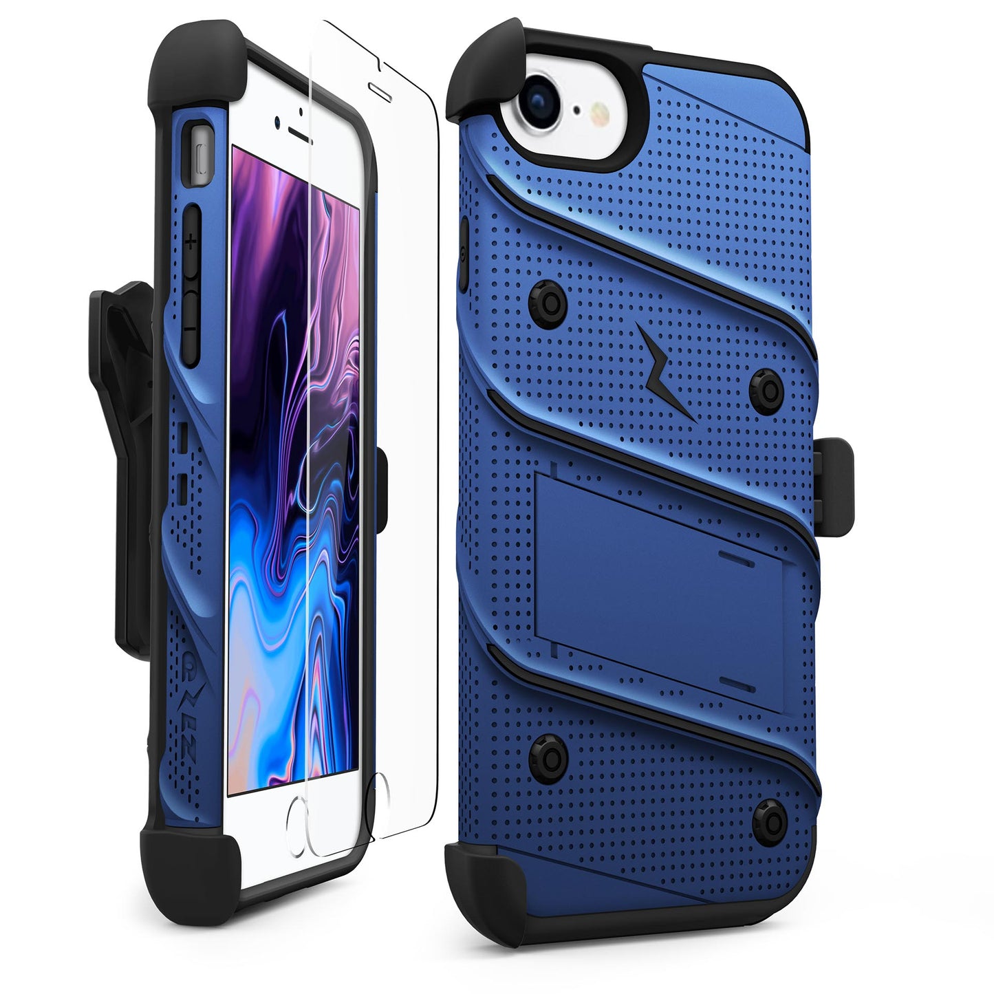 APPLE IPHONE SE (2020) IPHONE 8/7 ZIZO BOLT SERIES CASE W/ TEMPERED GLASS - BLUE & BLACK (1100949)