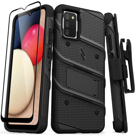 SAMSUNG GALAXY A02S ZIZO BOLT SERIES CASE W/TEMPERED GLASS - BLACK (1100964)