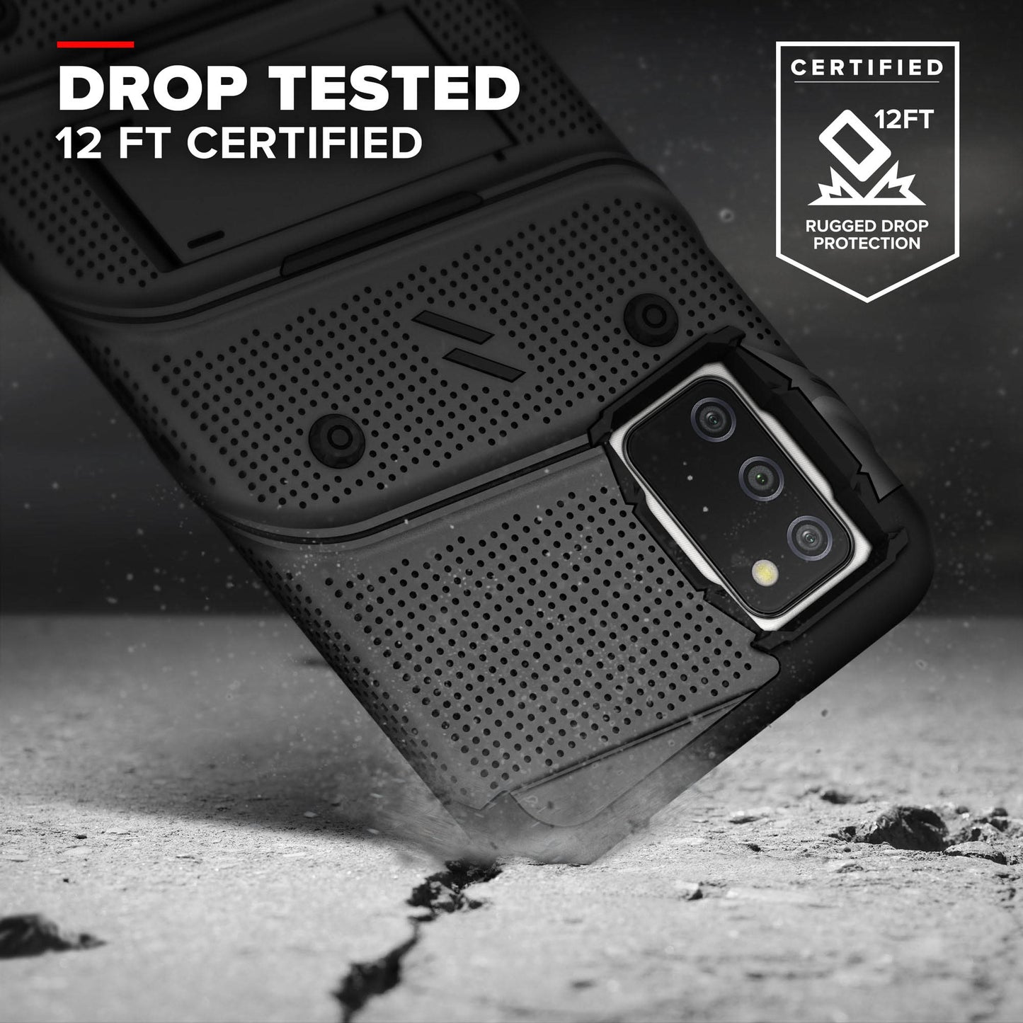 SAMSUNG GALAXY A02S ZIZO BOLT SERIES CASE W/TEMPERED GLASS - BLACK (1100964)