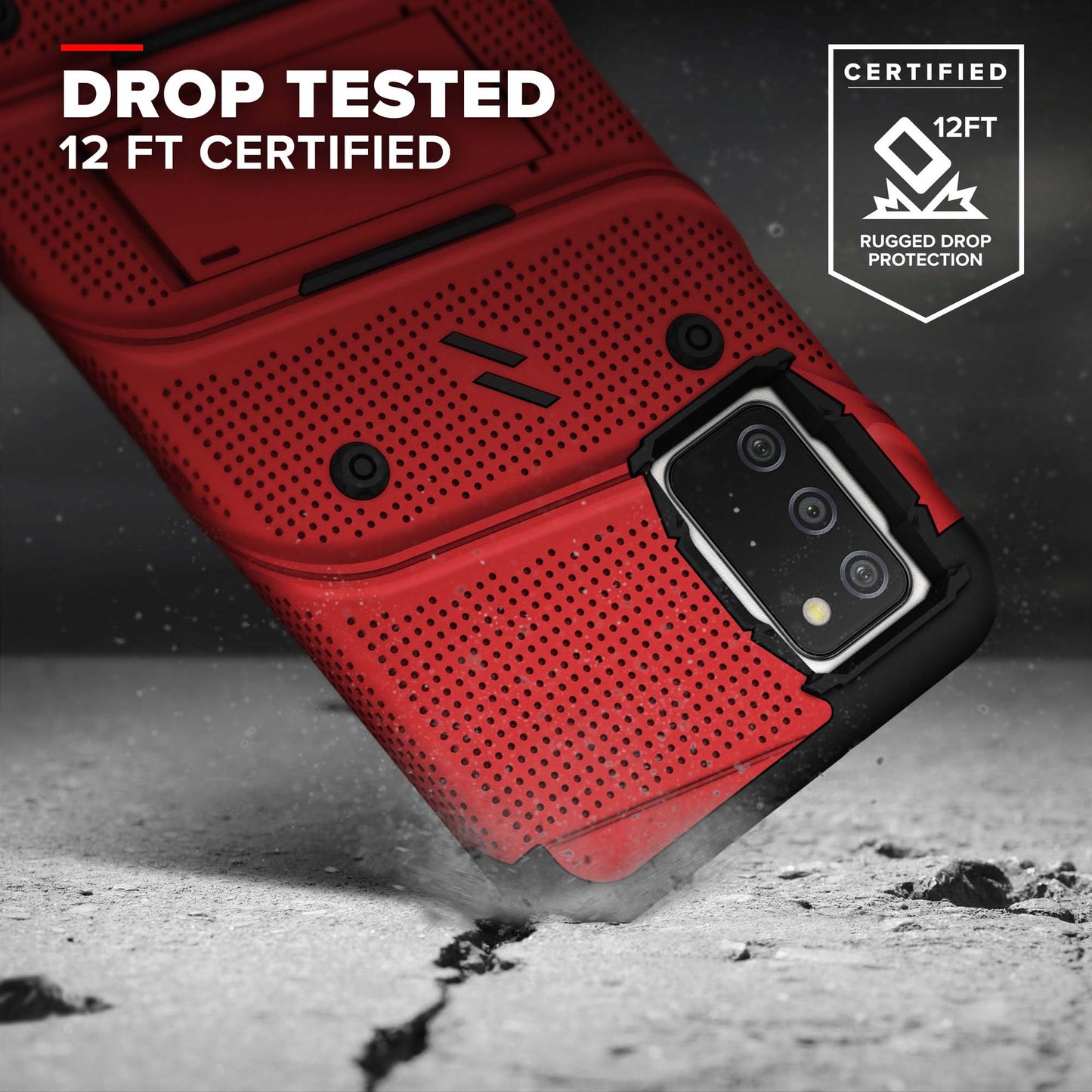SAMSUNG GALAXY A02S ZIZO BOLT SERIES CASE W/TEMPERED GLASS - RED (1100963)