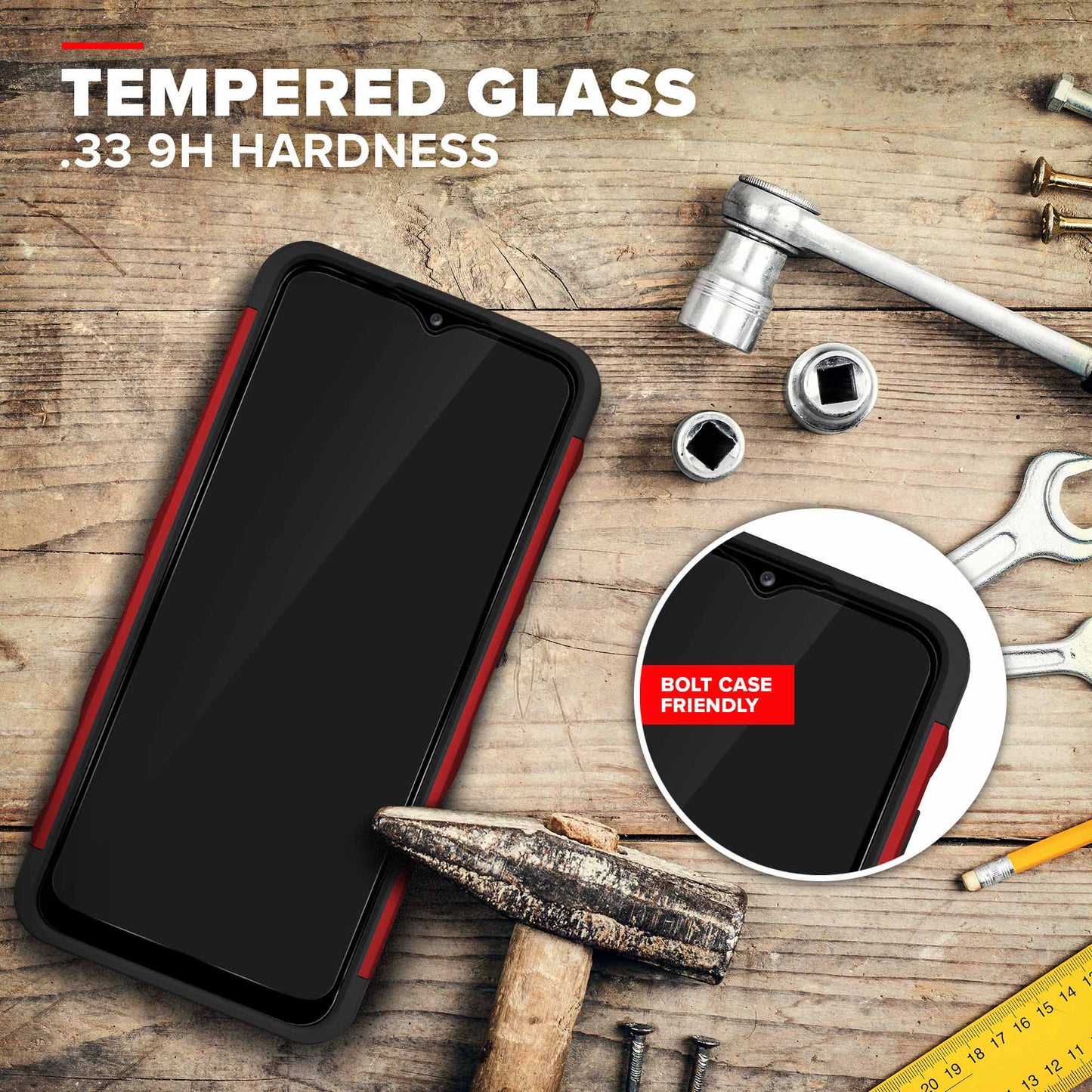 SAMSUNG GALAXY A02S ZIZO BOLT SERIES CASE W/TEMPERED GLASS - RED (1100963)