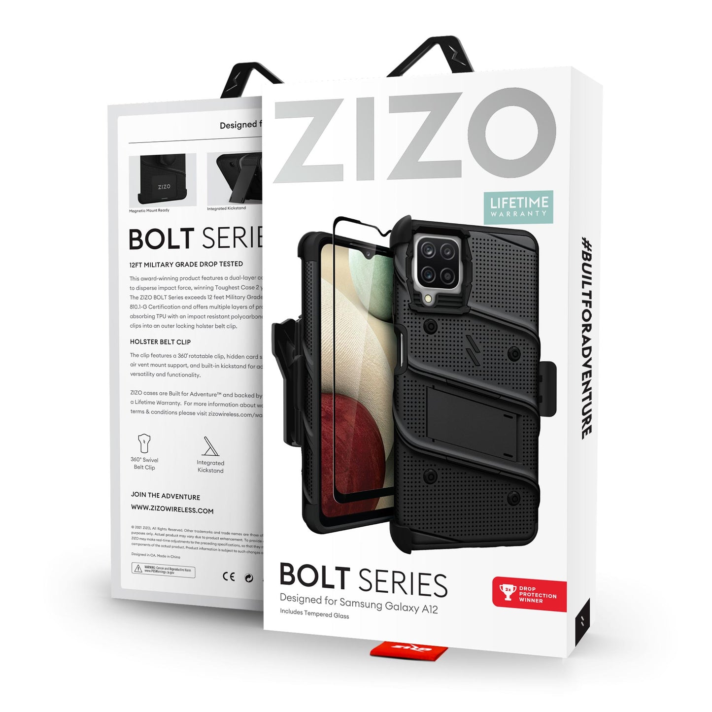 GALAXY A12 ZIZO BOLT SERIES CASE - BLACK (1100611)