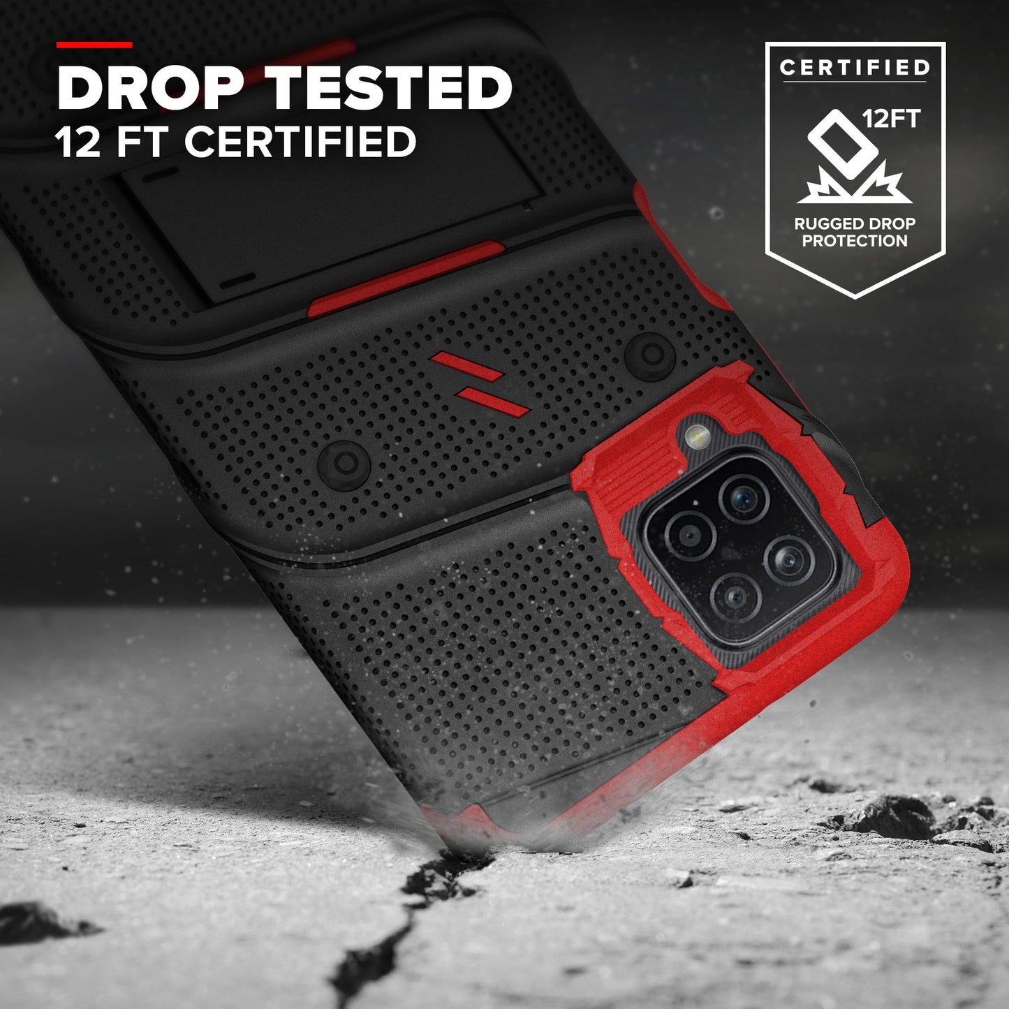 GALAXY A12 ZIZO BOLT SERIES CASE - BLACK & RED (1100610)