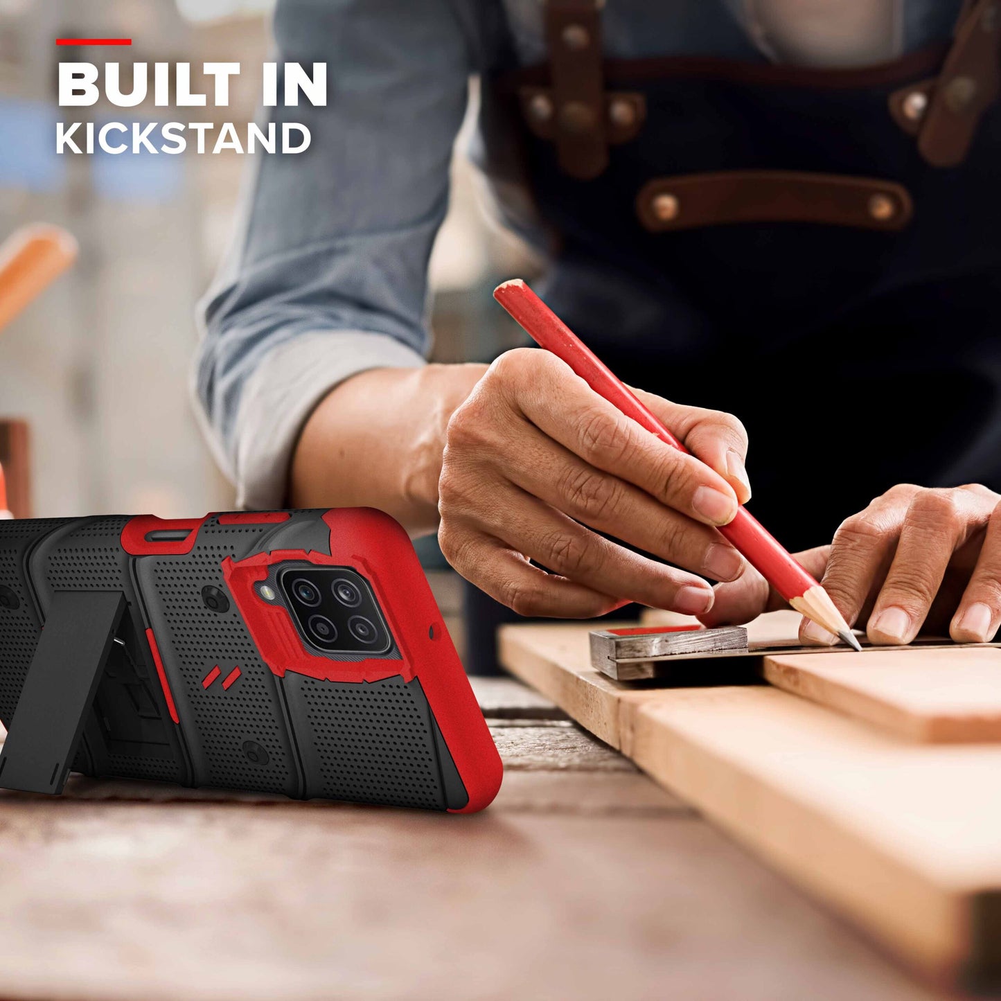 GALAXY A12 ZIZO BOLT SERIES CASE - BLACK & RED (1100610)
