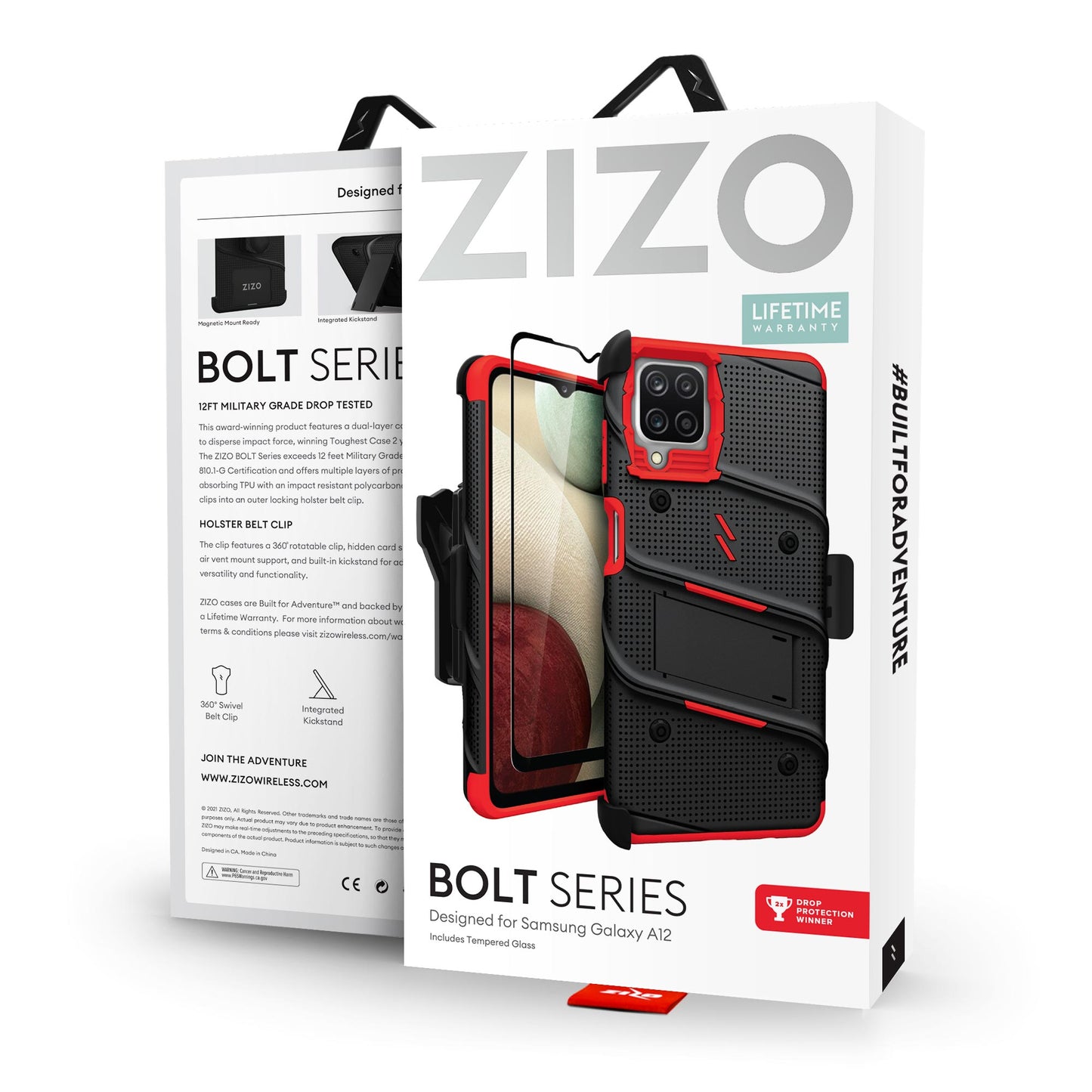 GALAXY A12 ZIZO BOLT SERIES CASE - BLACK & RED (1100610)