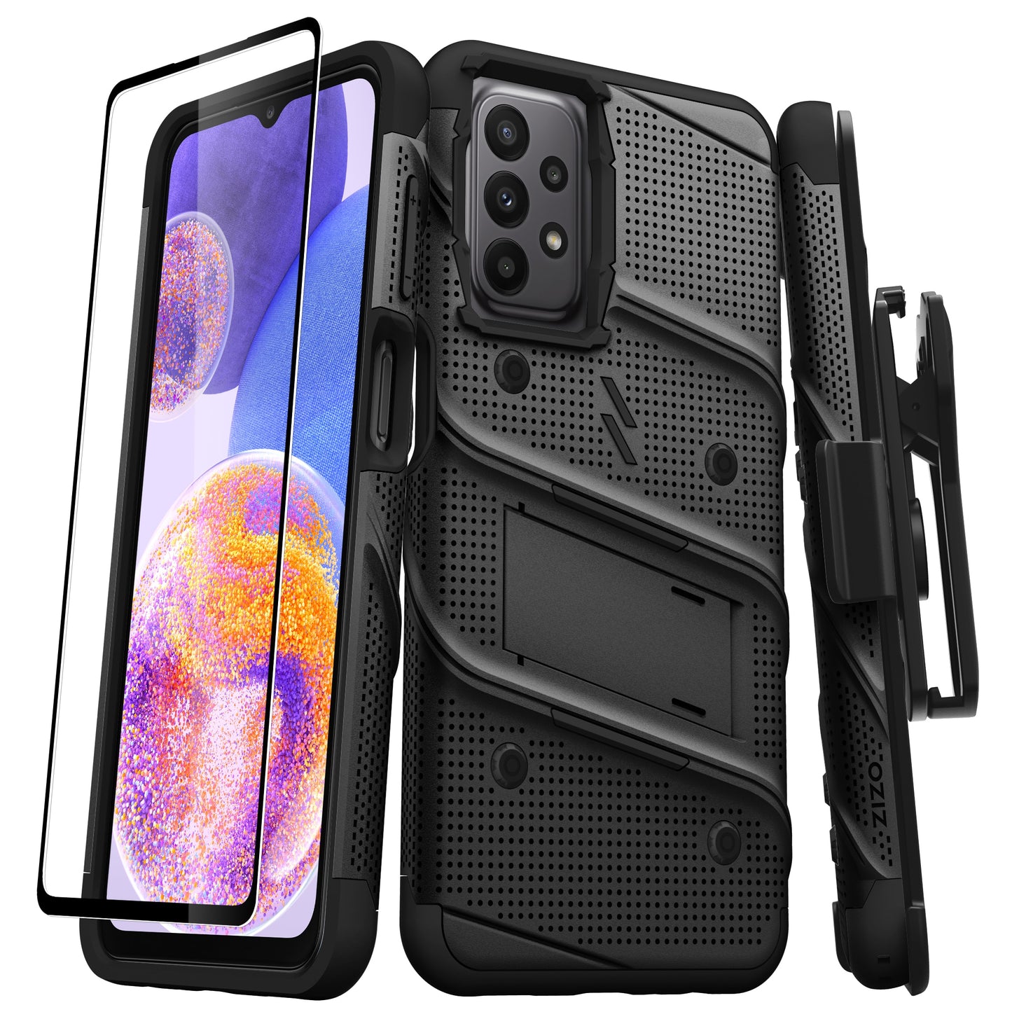 SAMSUNG GALAXY A23 5G ZIZO BOLT BUNDLE CASE WITH TEMPERED GLASS - BLACK (1104844)
