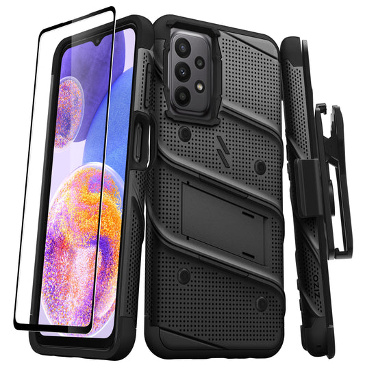 SAMSUNG GALAXY A23 5G ZIZO BOLT BUNDLE CASE WITH TEMPERED GLASS - BLACK (1104844)
