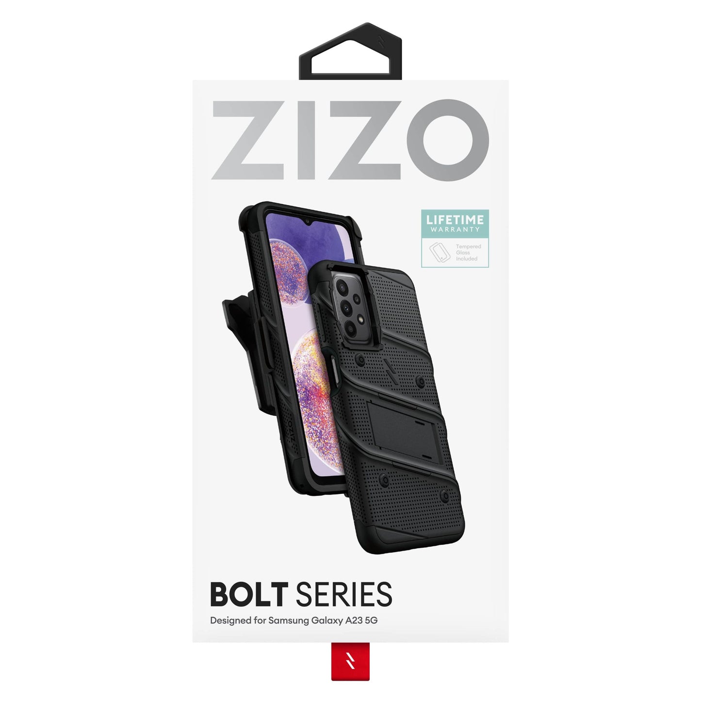 SAMSUNG GALAXY A23 5G ZIZO BOLT BUNDLE CASE WITH TEMPERED GLASS - BLACK (1104844)