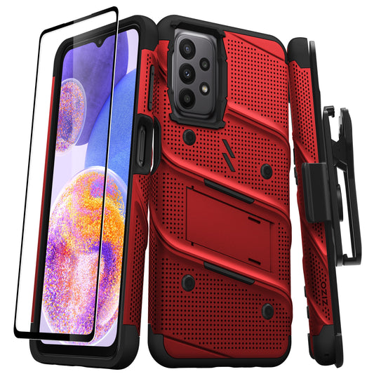 SAMSUNG GALAXY A23 5G ZIZO BOLT BUNDLE CASE WITH TEMPERED GLASS - RED (1104842)