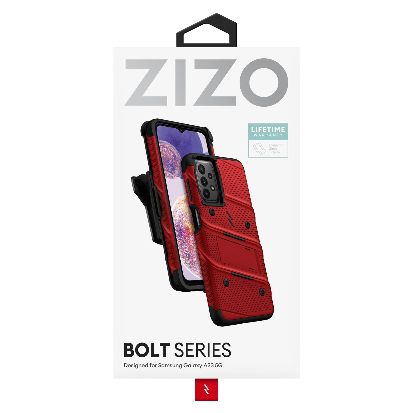 SAMSUNG GALAXY A23 5G ZIZO BOLT BUNDLE CASE WITH TEMPERED GLASS - RED (1104842)