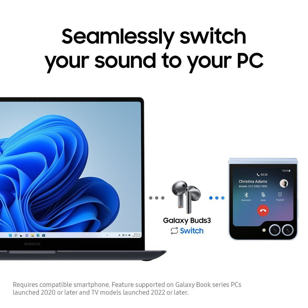 SAMSUNG Galaxy Buds 3 AI True Wireless Bluetooth Earbuds, Sound Optimization, Real-Time Interpreter, Noise Cancelling, Redesigned Fit, Touch Control (WHITE) (1102701)
