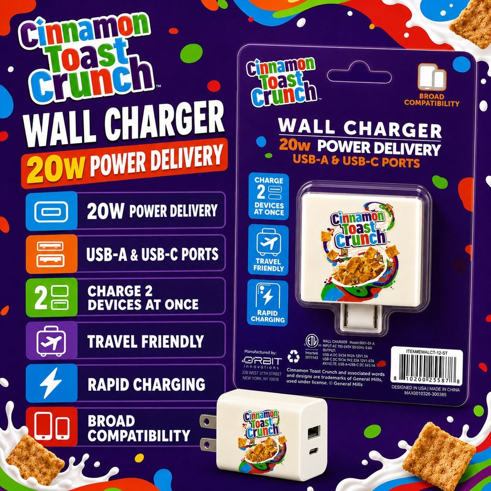 CANDY 20W WALL CHARGER - EWALCT-12-ST - CINNAMON TOAST CRUNCH ( 1108014) (MSRP $59.99)