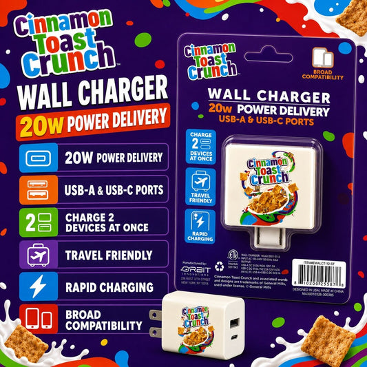 CANDY 20W WALL CHARGER - EWALCT-12-ST - CINNAMON TOAST CRUNCH ( 1108014) (MSRP $59.99)