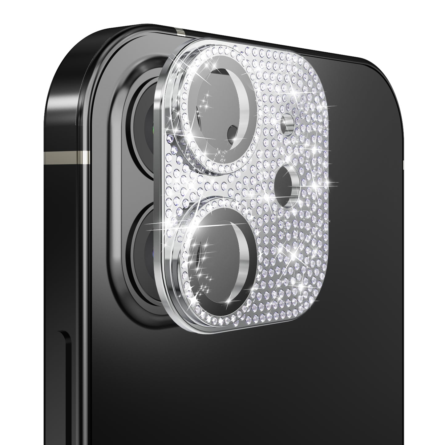 Apple iPhone 15 Plus Diamond Bling Camera Lens Full Tempered Glass - Silver (1106791)